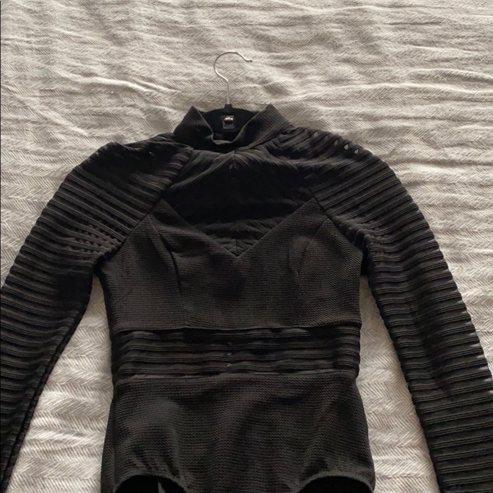 LF black mesh leotard